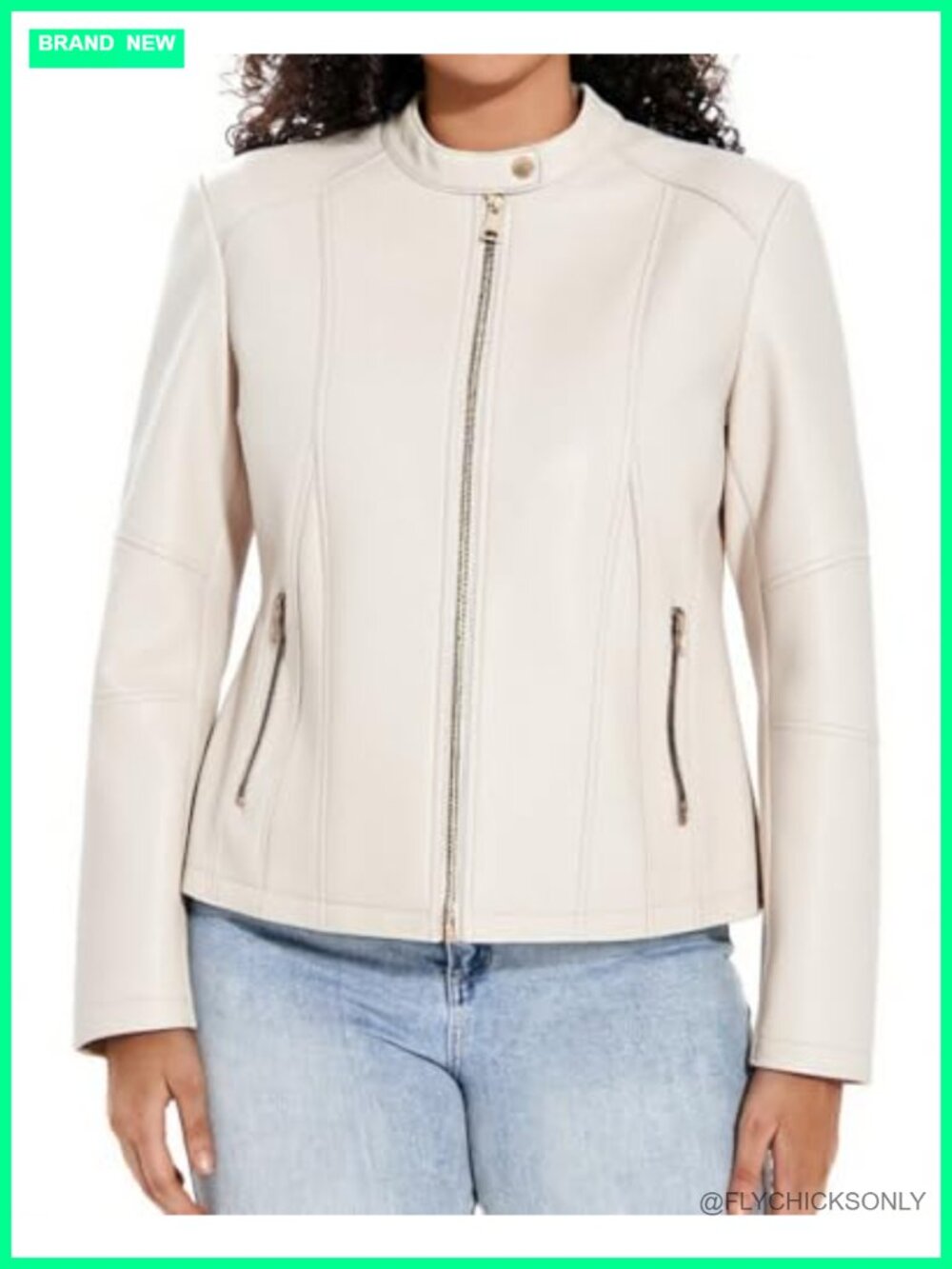 Plus Size Faux Leather Motorcycle Jacket Zip Up Moto Coat Long Sleeve